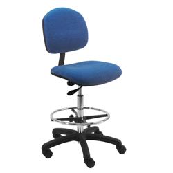 Fabric Chair With Adj.Footring and Nylon Base, 20"-28" H  Single Lever Control